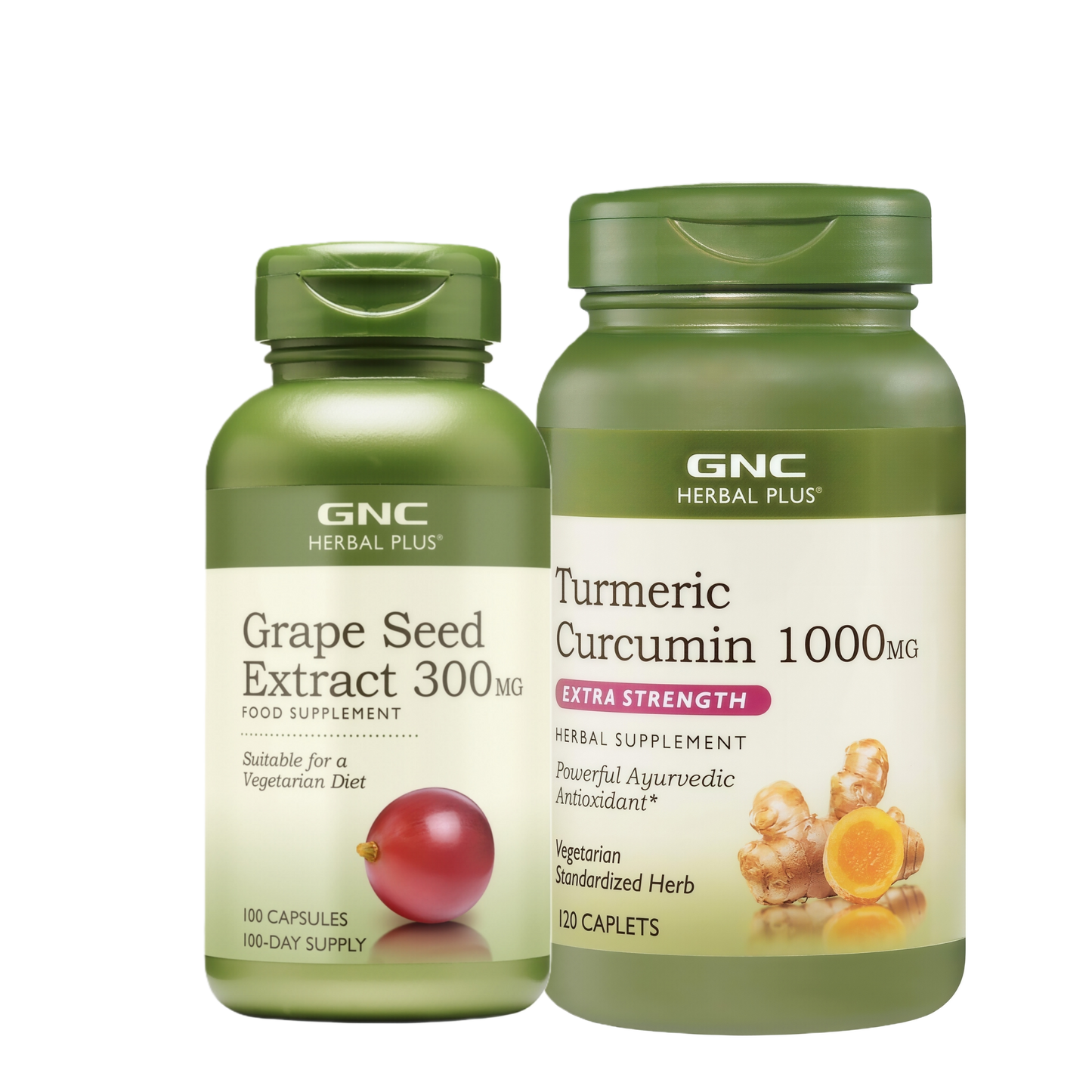 Turmeric Curcumin 1000mg 120 Caplets + Grape Seed Extract 300mg 100 Capsules Combined assembly